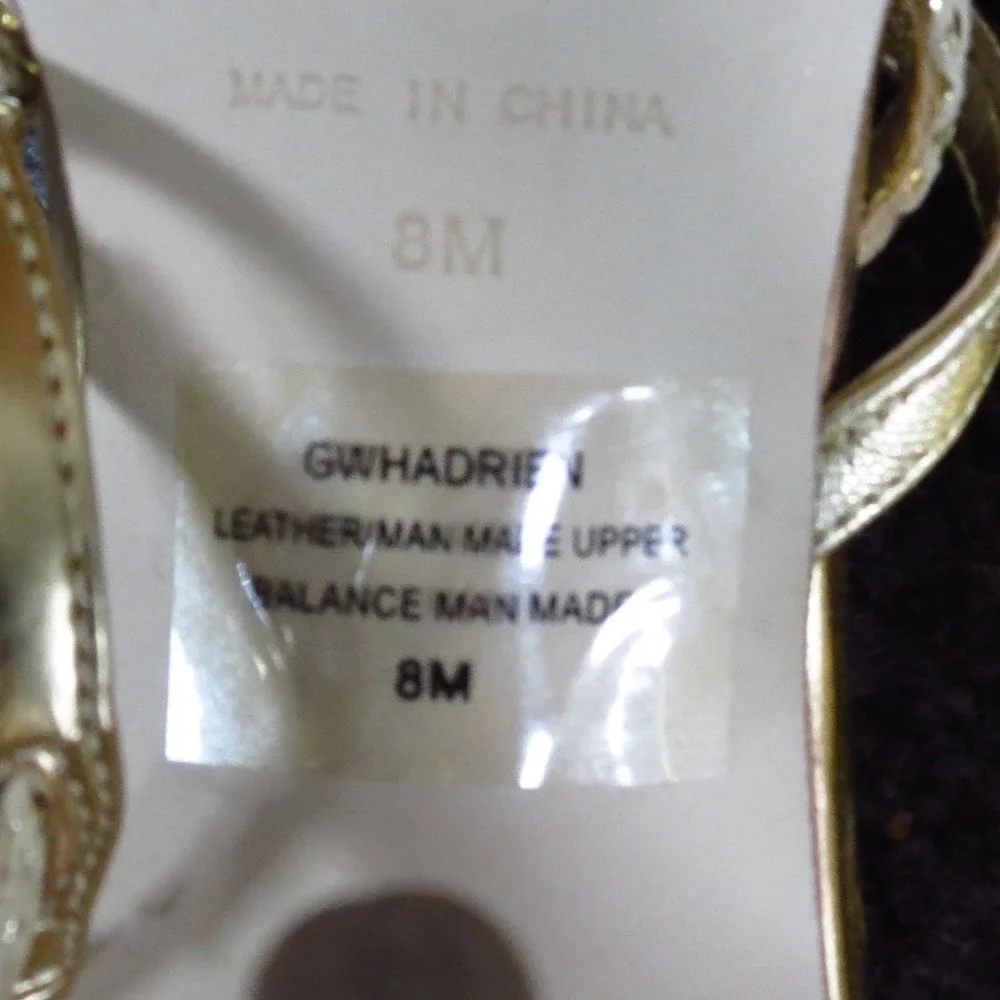 Guess Hadrien Women Stiletto Sandal 8M Formal Evening Gold Snakeskin Embossed